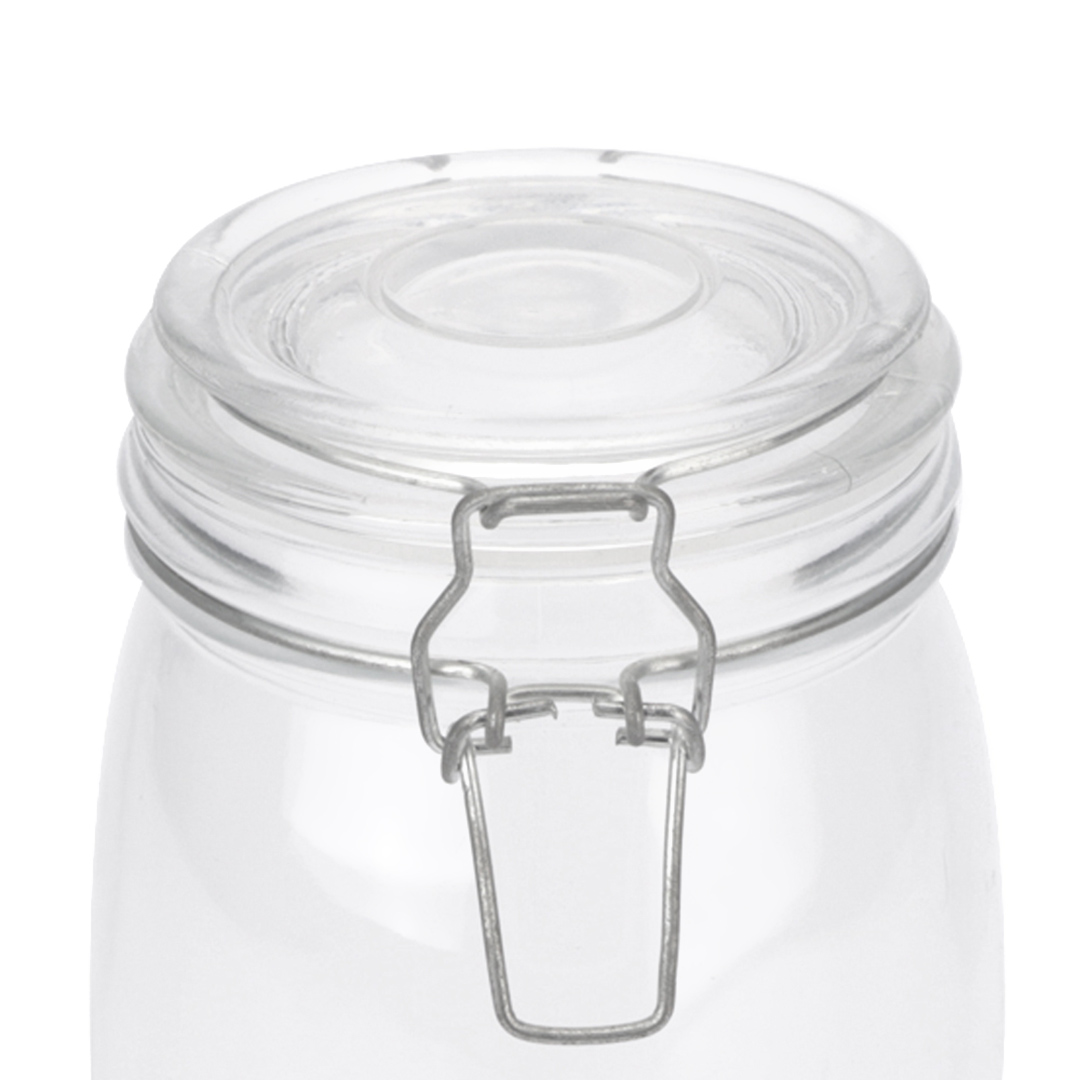 Fotografia para o produto Porta mantimento redondo em vidro liso com tampa e trava 1,5L 010,5xA21,5cm