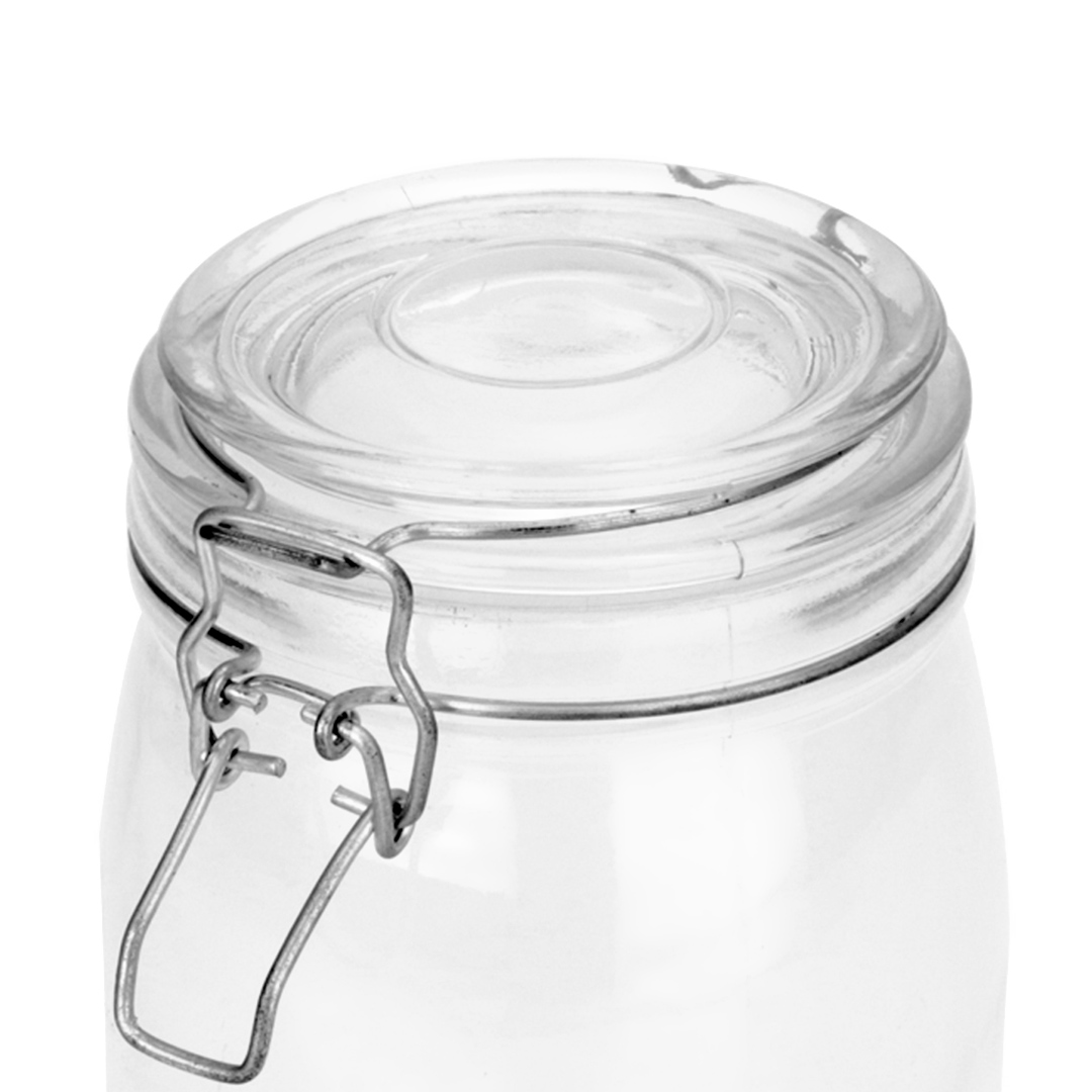 Fotografia para o produto Porta mantimento redondo em vidro liso com tampa e trava 1L 010,5xA17cm