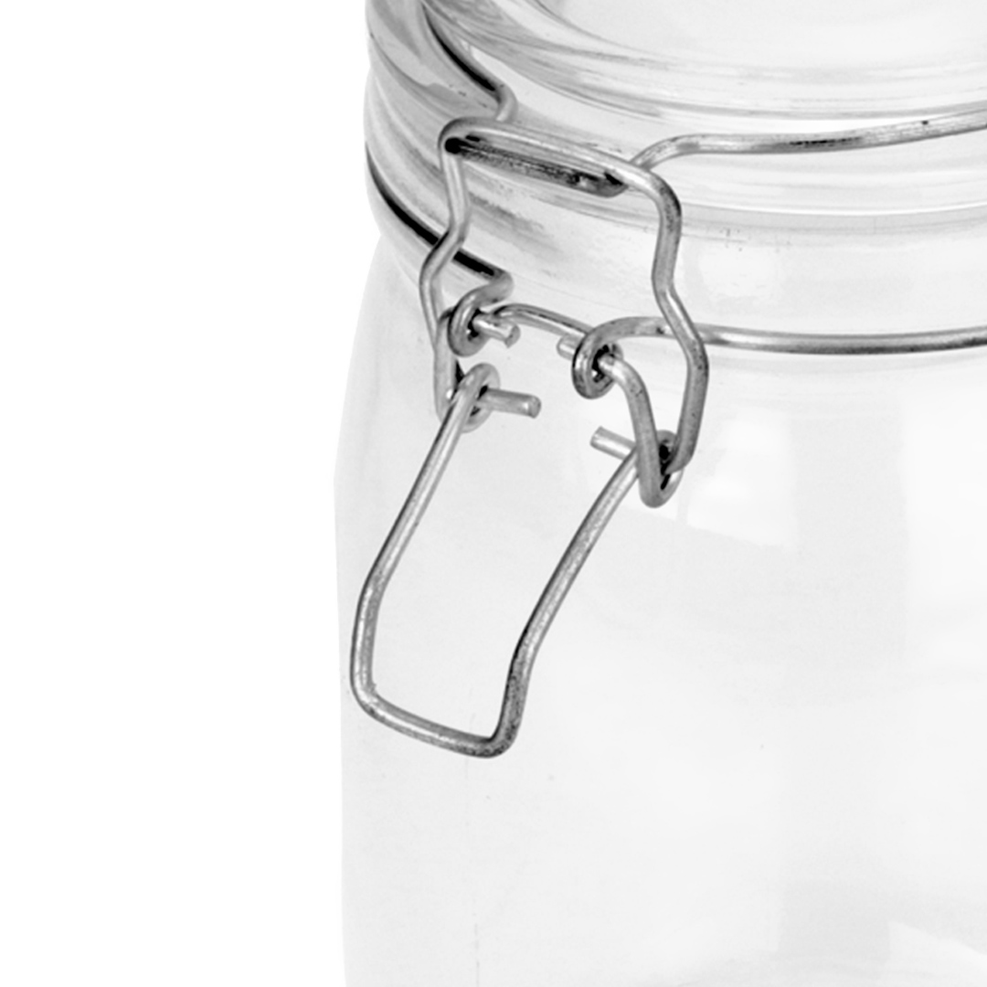 Fotografia para o produto Porta mantimento redondo em vidro liso com tampa e trava 1L 010,5xA17cm