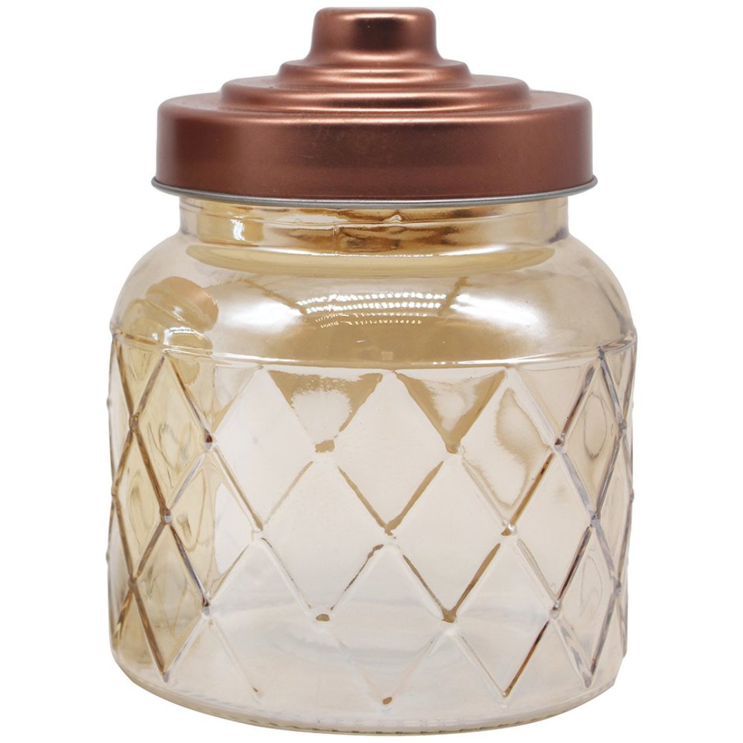 Imagem ilustrativa para Porta mantimento redondo em vidro com tampa 600ml 10,5xA13cm cor âmbar