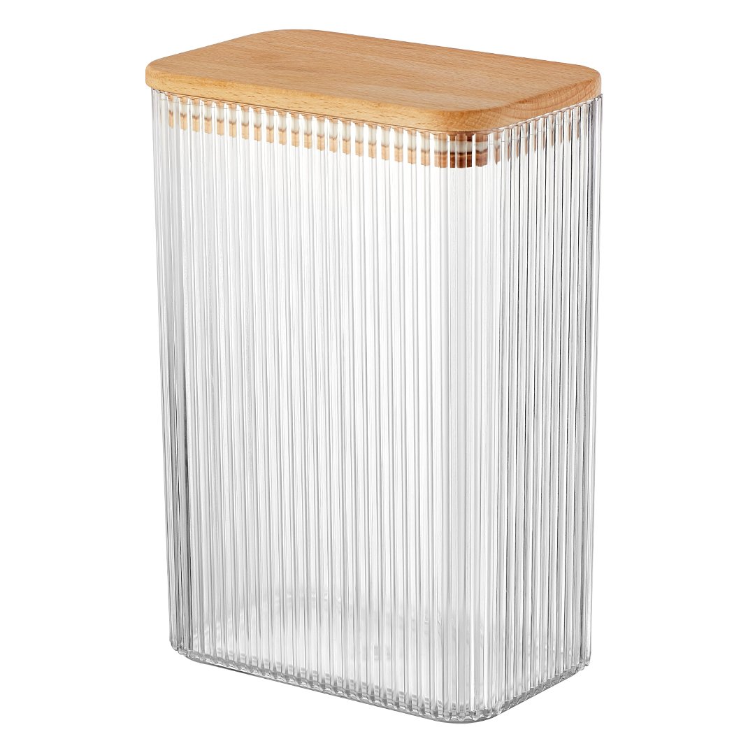 Fotografia para o produto Porta mantimento retangular em plástico com tampa em bambu 2L L14,5xP9,4xA21,8cm