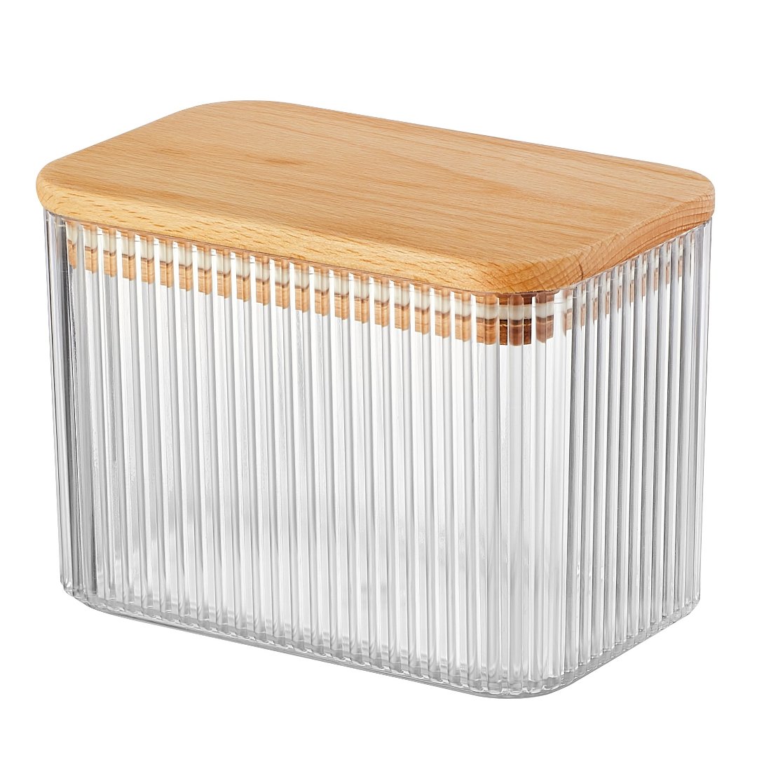 Fotografia para o produto Porta mantimento retangular em plástico com tampa em madeira 1L L15xP9,5xA10,7cm