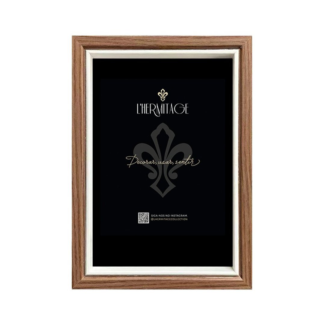 Fotografia para o produto Porta retrato em mdf 10x15cm marrom e branco Fotografia para o produto Porta retrato em mdf 10x15cm marrom e branco