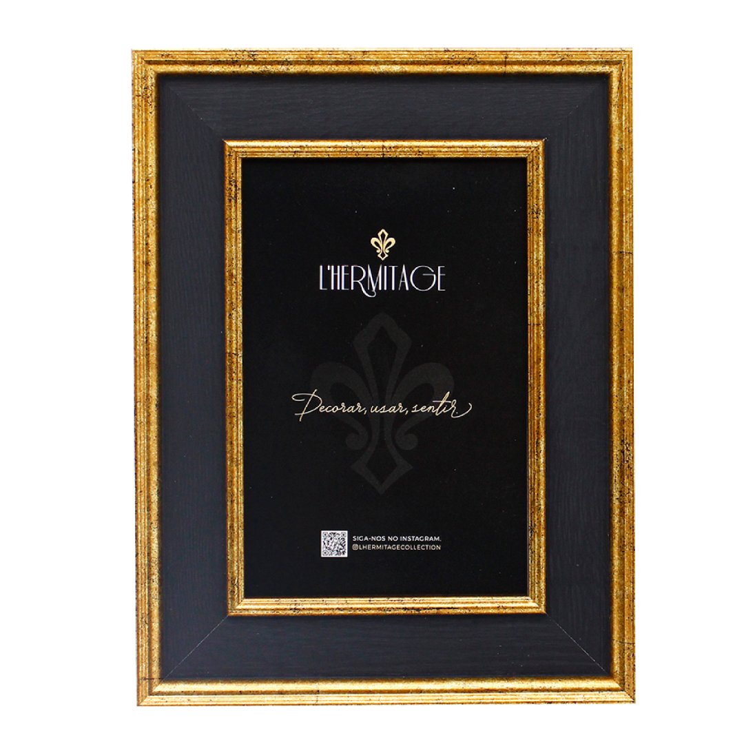 Fotografia para o produto Porta retrato em poliestireno 10x15 dourado e preto