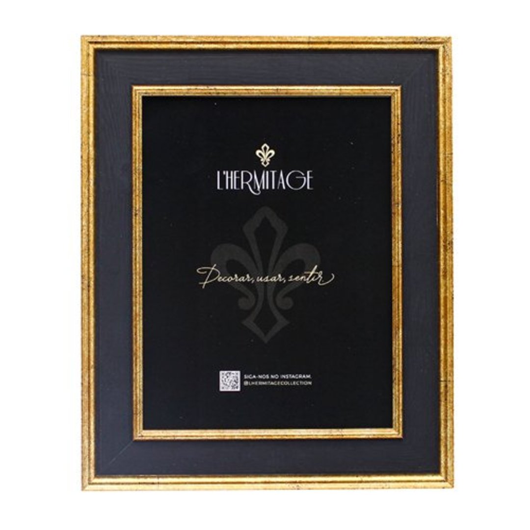 Fotografia para o produto Porta retrato em poliestireno 15x20 dourado e preto