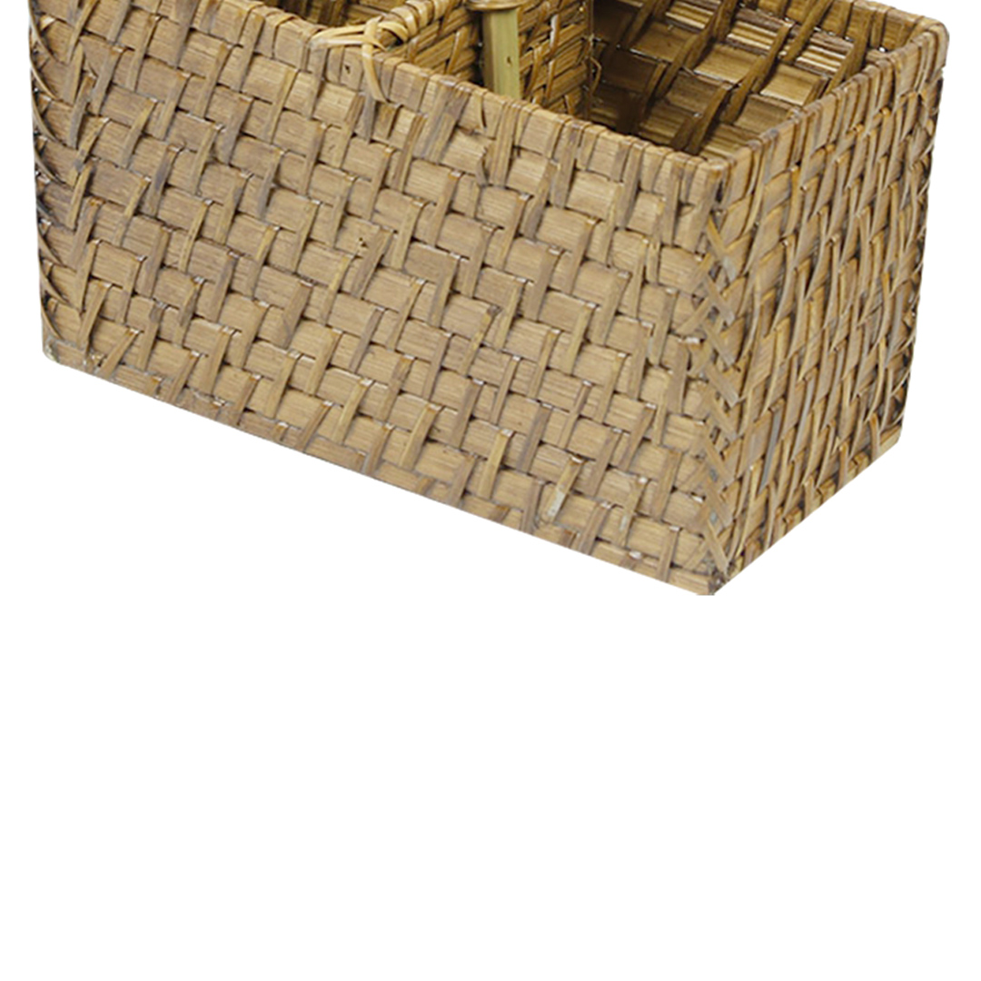 Fotografia para o produto Porta talheres com alça em bambu e rattan L20xP20xA10cm
