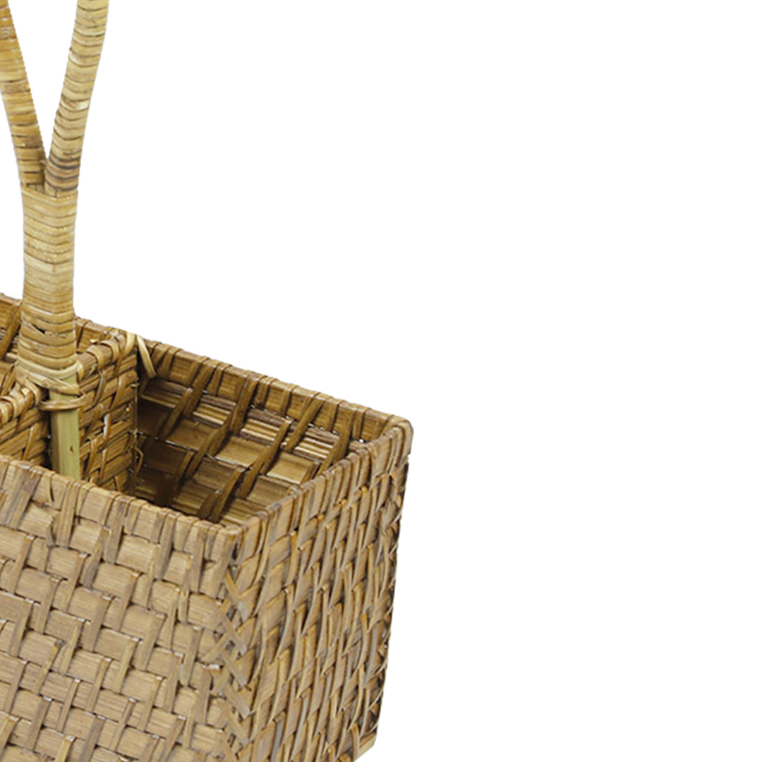 Fotografia para o produto Porta talheres com alça em bambu e rattan L20xP20xA10cm