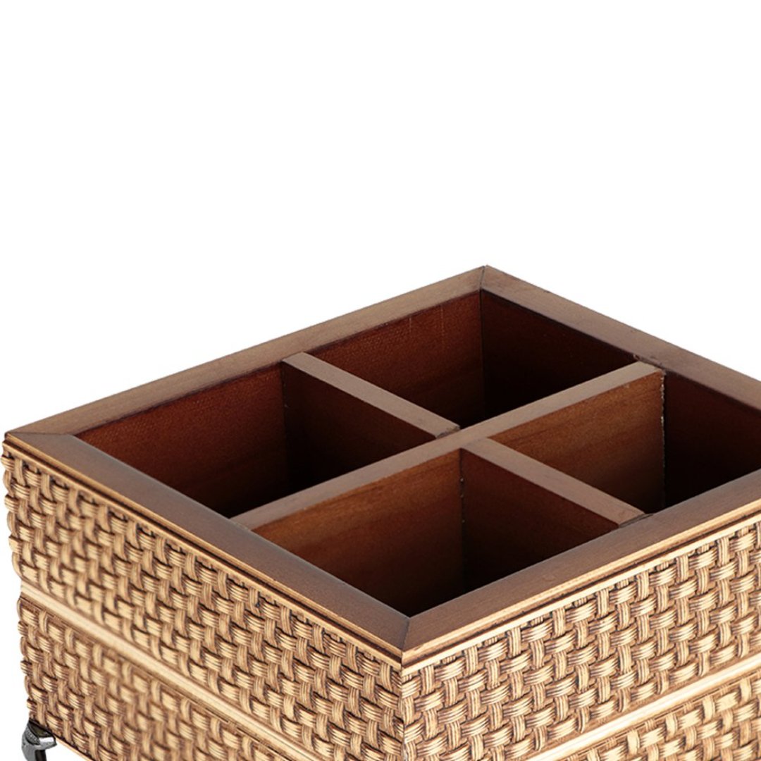 Fotografia para o produto Porta talheres de madeira com pé L17,5xP17,5xA12cm cor marrom