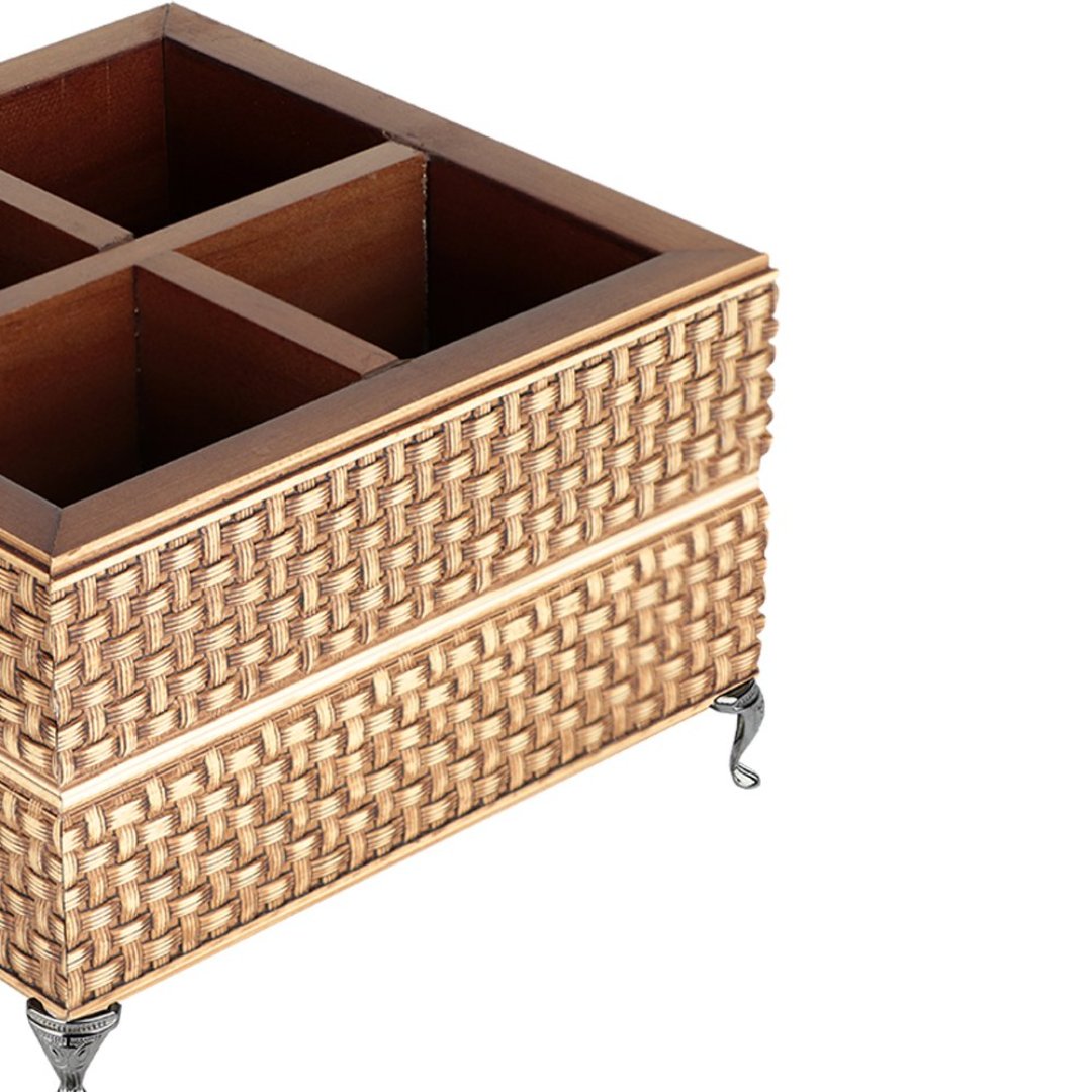 Fotografia para o produto Porta talheres de madeira com pé L17,5xP17,5xA12cm cor marrom