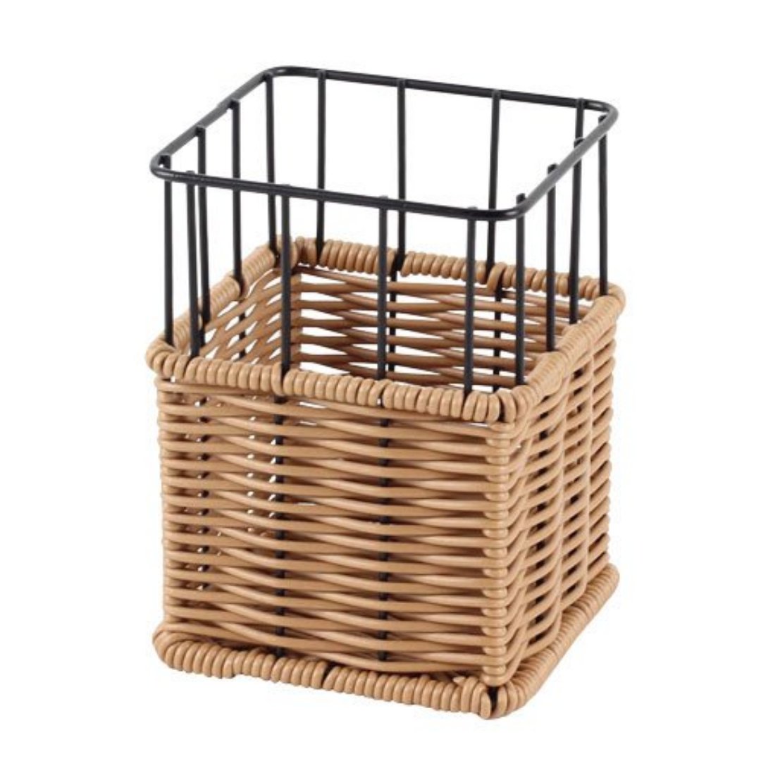 Imagem ilustrativa para Porta talheres em ferro e rattan P9,7xL9,7xA13,5cm
