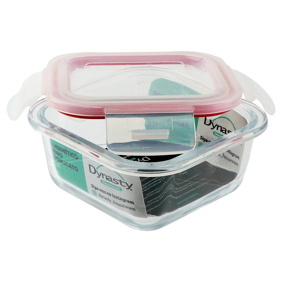 Fotografia para o produto Pote hermético quadrado em vidro borossilicato com tampa 520ml L13,7xP13,7xA6,5cm