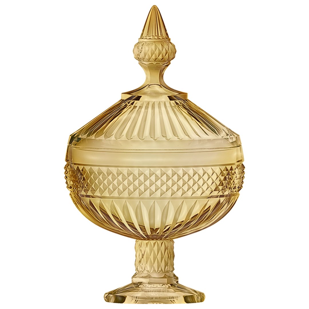 Imagem ilustrativa para Potiche em cristal com pé 12xA21,2cm cor âmbar luster