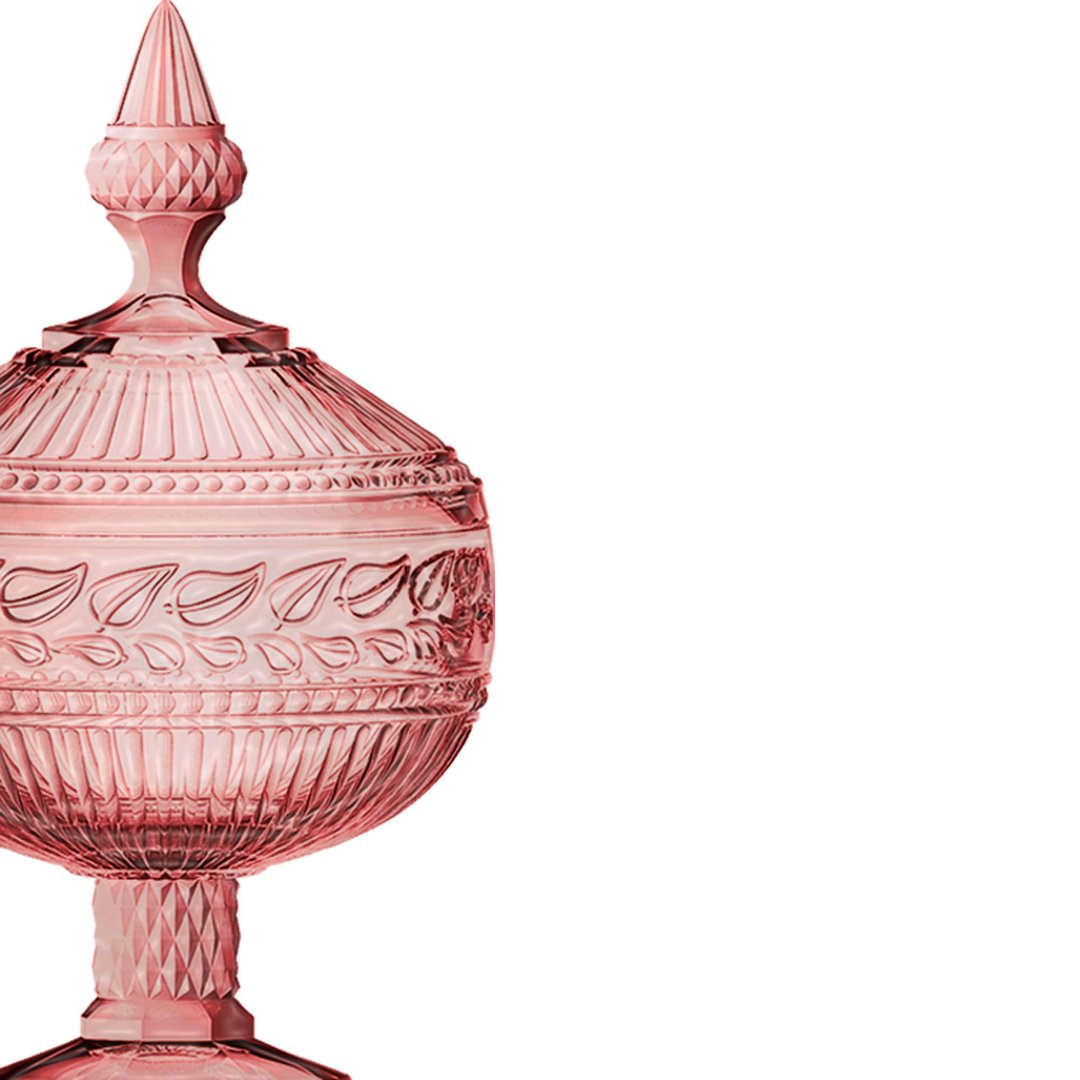 Fotografia para o produto Potiche em cristal com pé 012xA21,2cm cor rosa