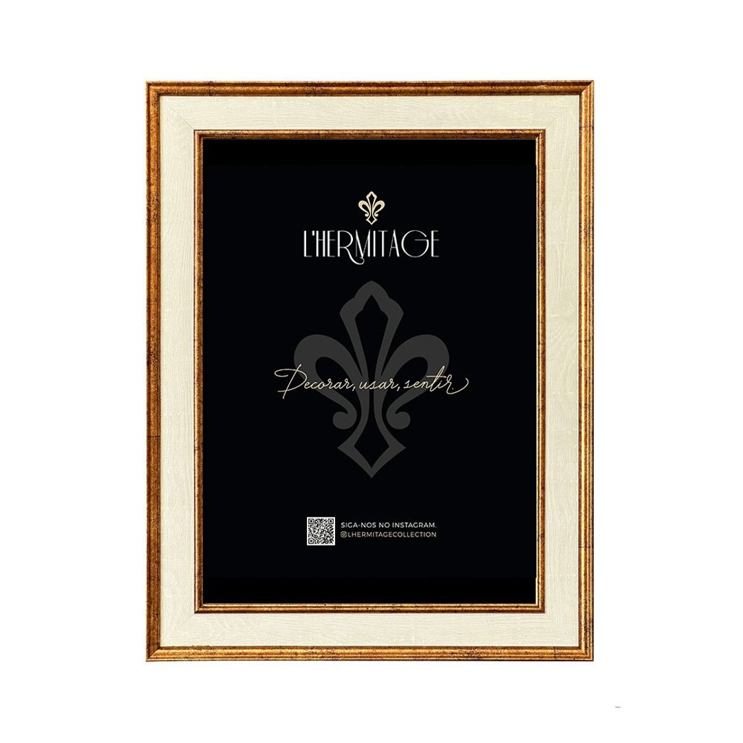 Imagem ilustrativa para Porta retrato em poliestireno 21x30cm dourado e off-white