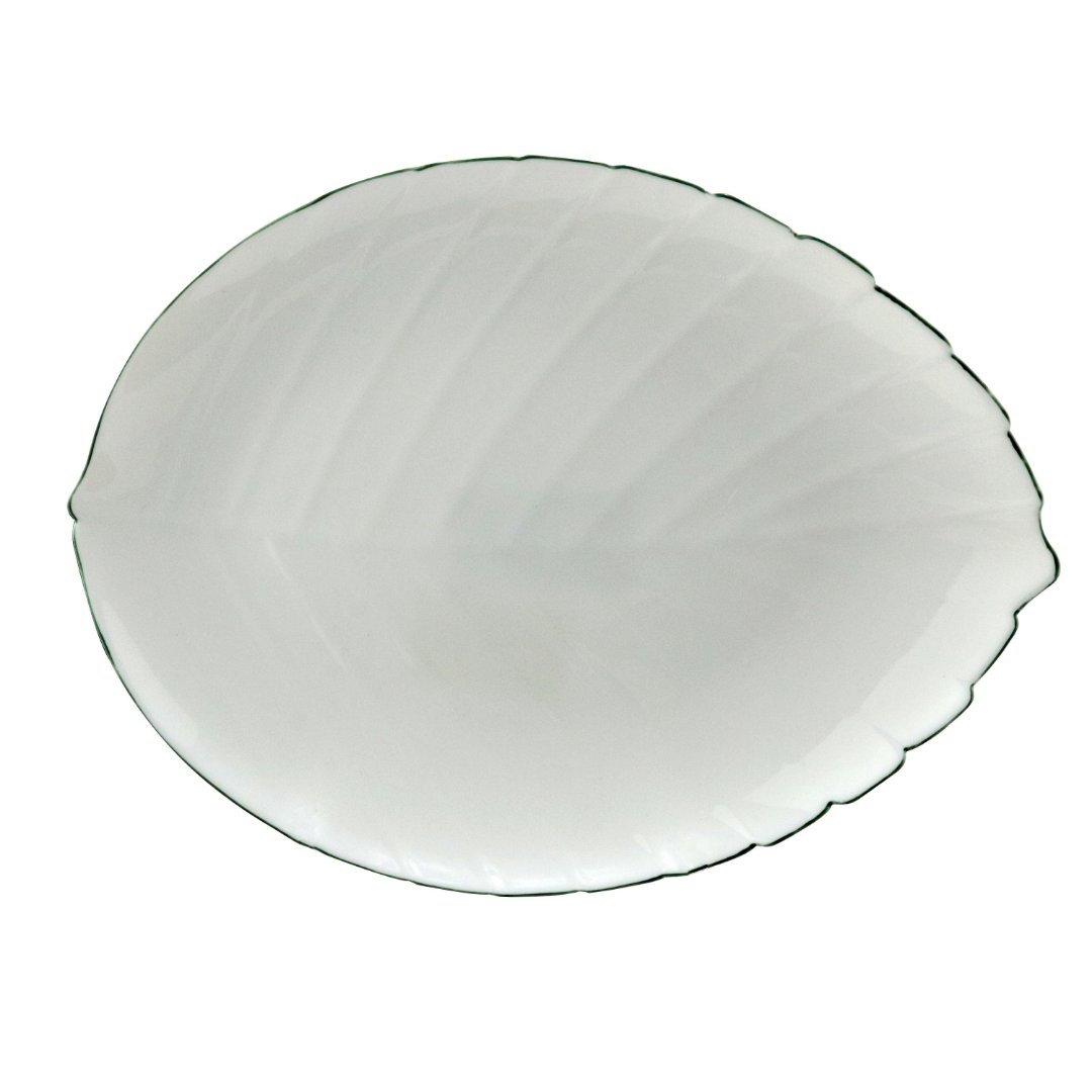 Fotografia para o produto Prato de servir em vidro opalino com filado verde P36xL25xA2,7cm