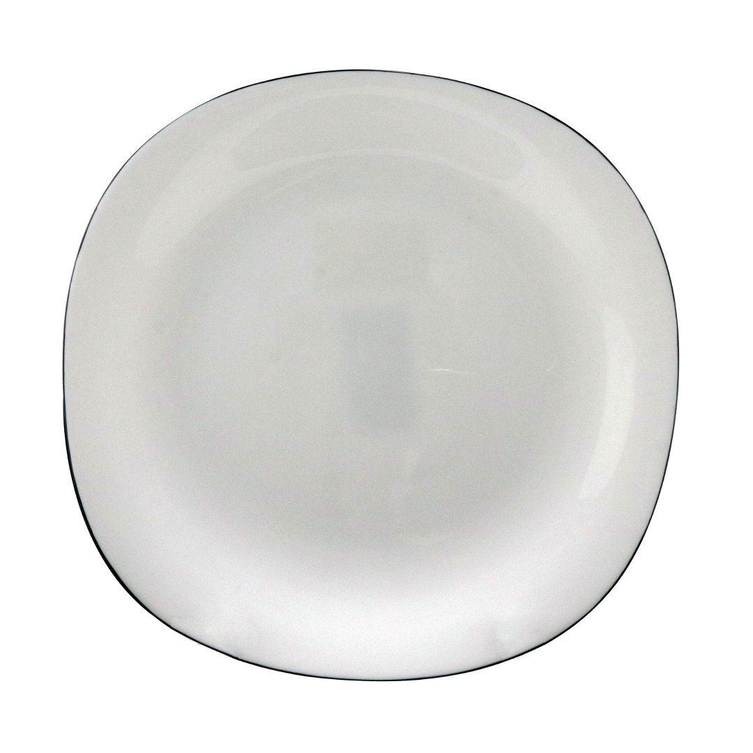 Imagem ilustrativa para Prato fundo em vidro opalino com filado preto D23,1cm