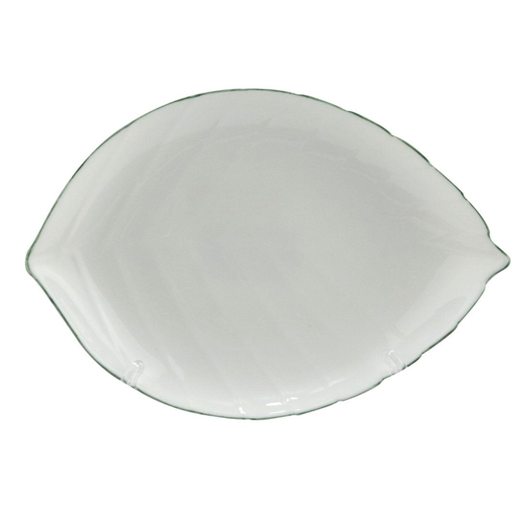 Imagem ilustrativa para Prato fundo em vidro opalino com filado verde D25,4cm