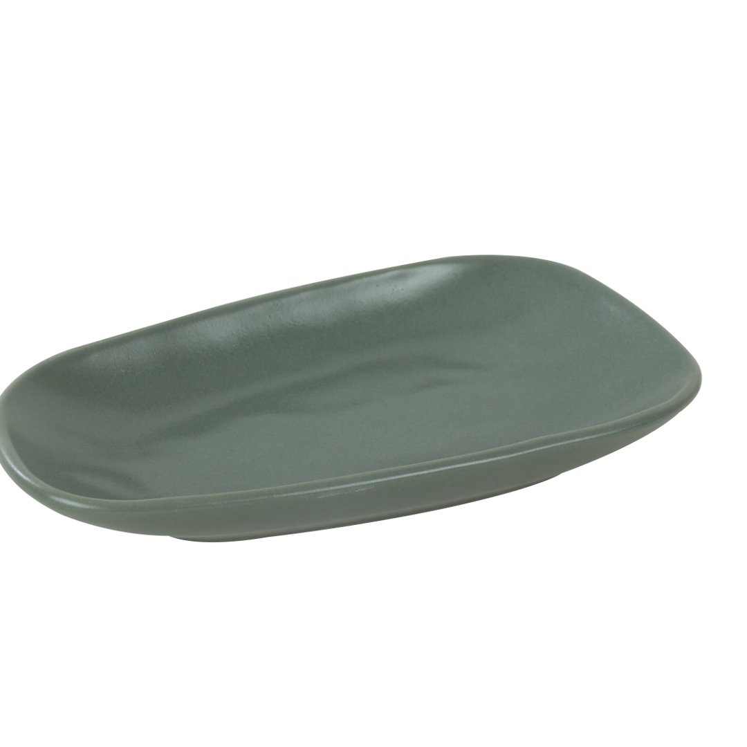 Fotografia para o produto Prato oval em cerâmica L15,4xP8,8xA2,4cm cor verde Fotografia para o produto Prato oval em cerâmica L15,4xP8,8xA2,4cm cor verde