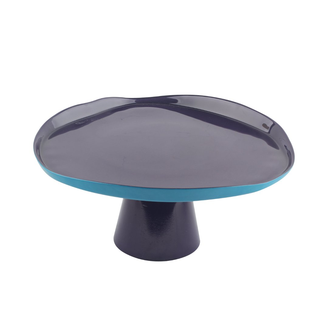 Imagem ilustrativa para Prato para bolo em vidro com pé 28xA12,5cm cor roxa e azul