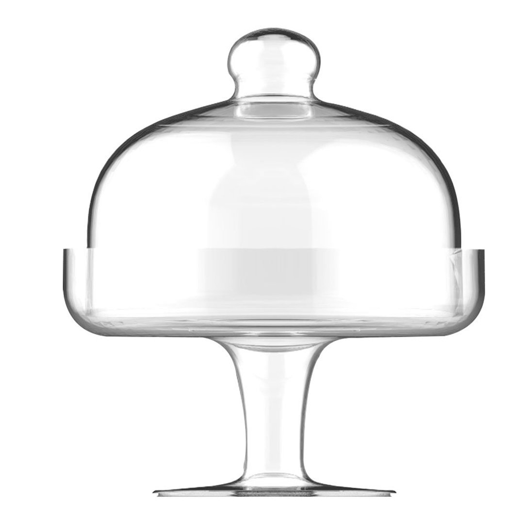 Imagem ilustrativa para Prato para bolo em vidro com tampa e pé D24xA30cm