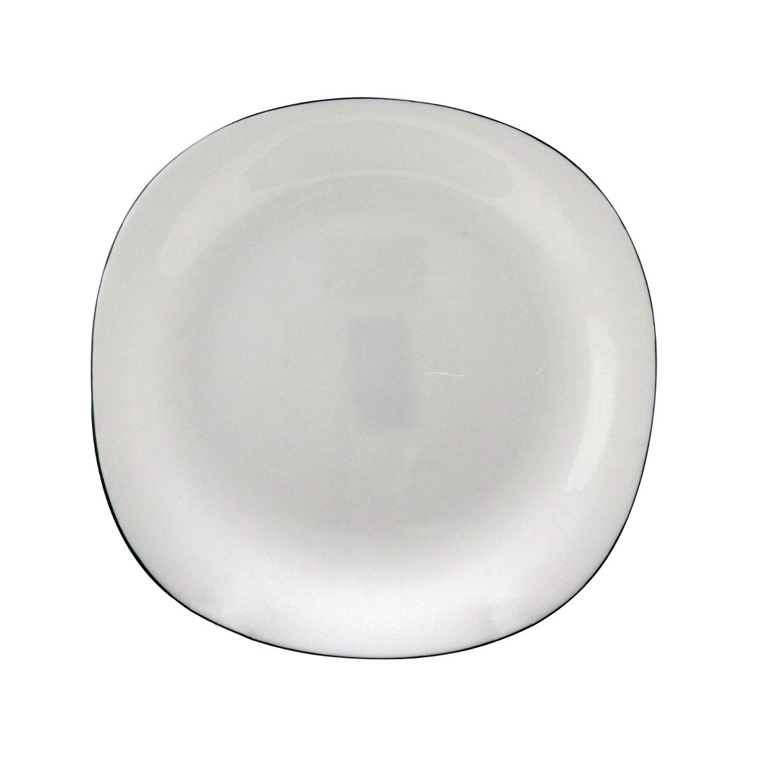 Imagem ilustrativa para Prato para sobremesa em vidro opalino com filado preto D21,5cm