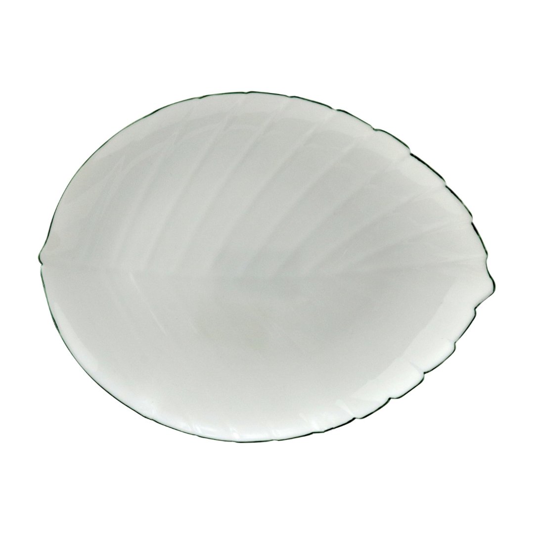 Fotografia para o produto Prato para sobremesa em vidro opalino com filado verde Ø22,9cm