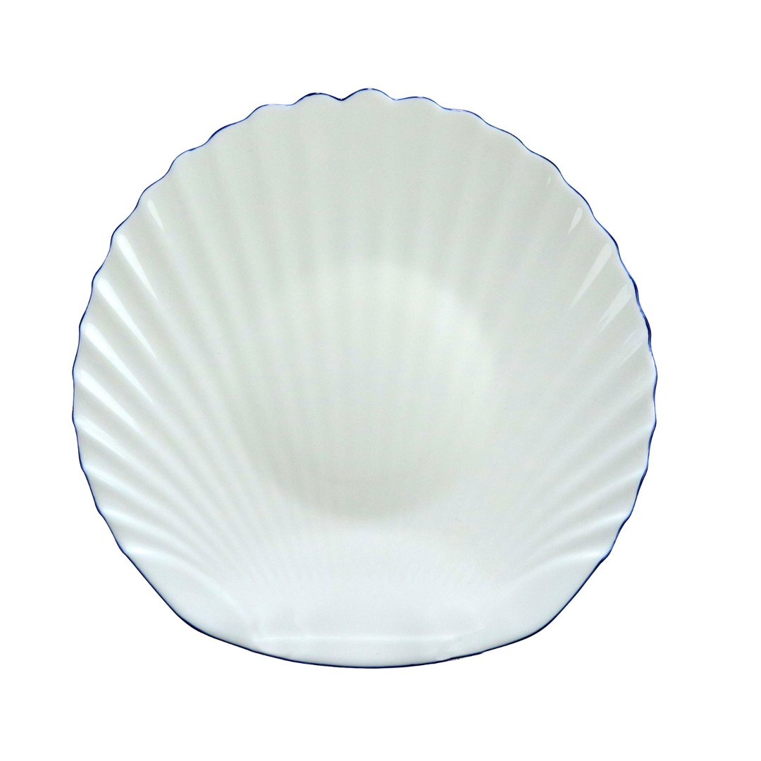 Imagem ilustrativa para Prato para sobremesa em vidro opalino com filado azul D20,3cm
