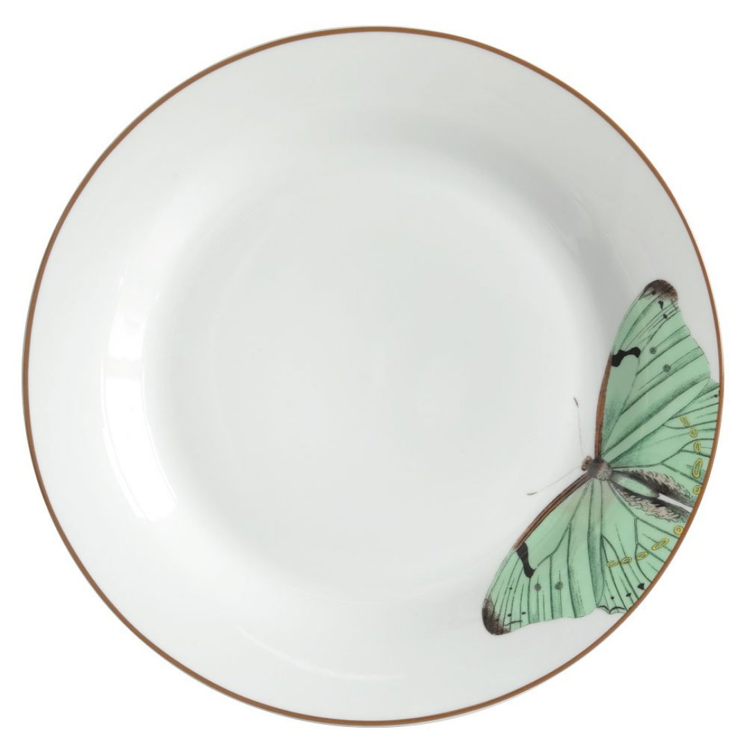 Imagem ilustrativa para Prato raso Borboleta em porcelana brown rim D27cm