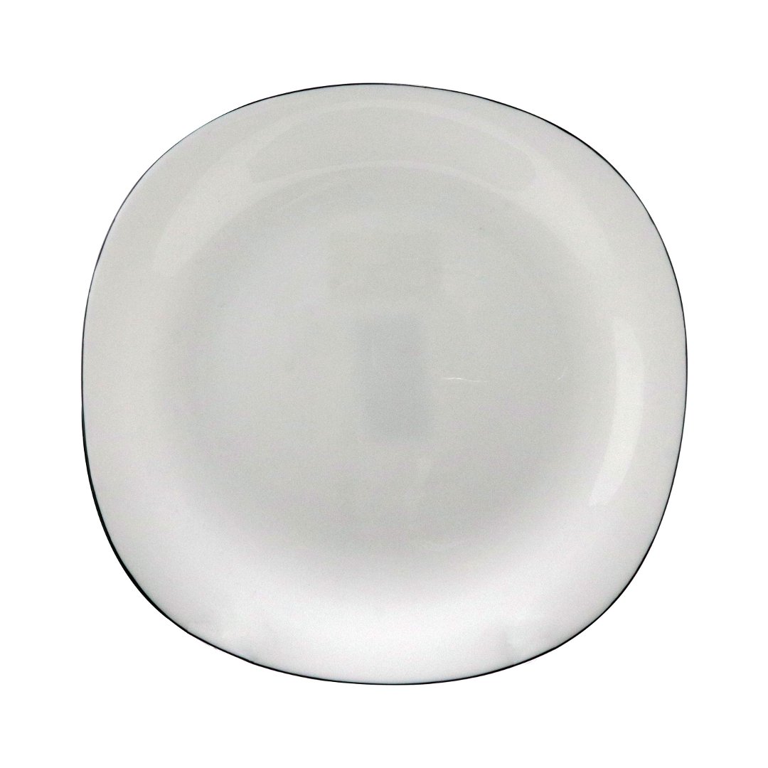 Imagem ilustrativa para Prato raso em vidro opalino com filado preto D27,8cm