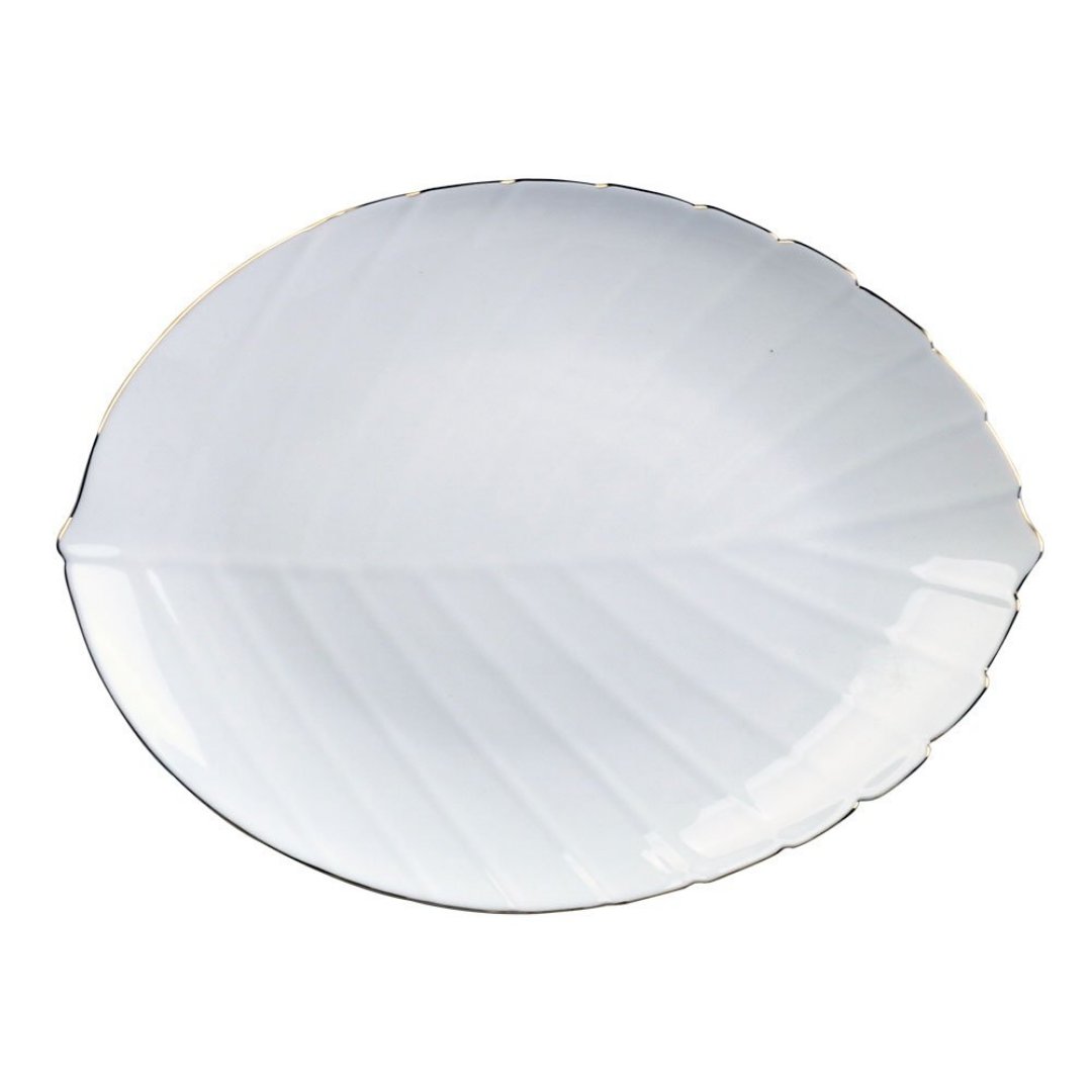 Imagem ilustrativa para Prato raso em vidro opalino gold rim D29cm