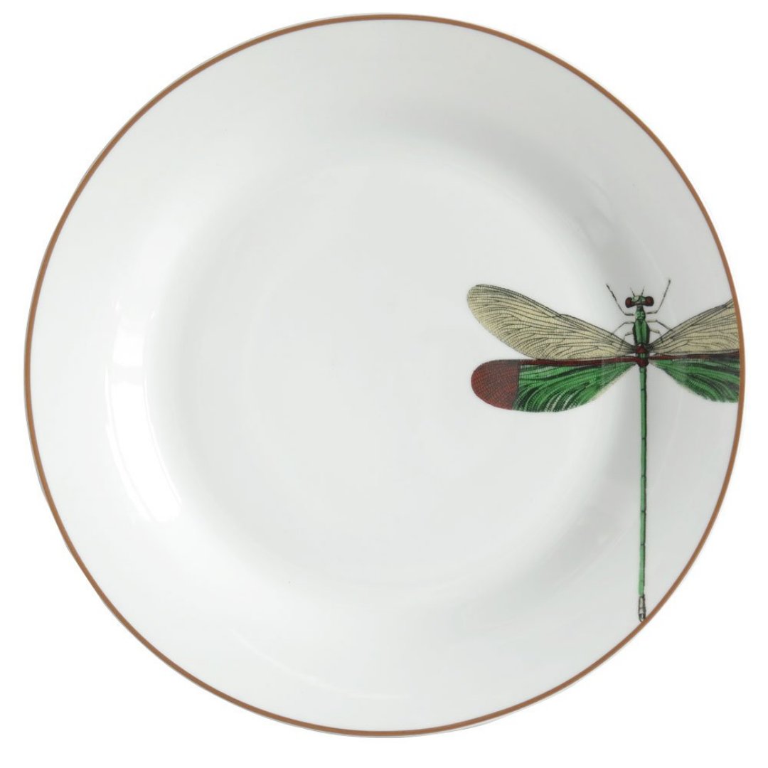 Imagem ilustrativa para Prato raso Libélula em porcelana brown rim D27cm