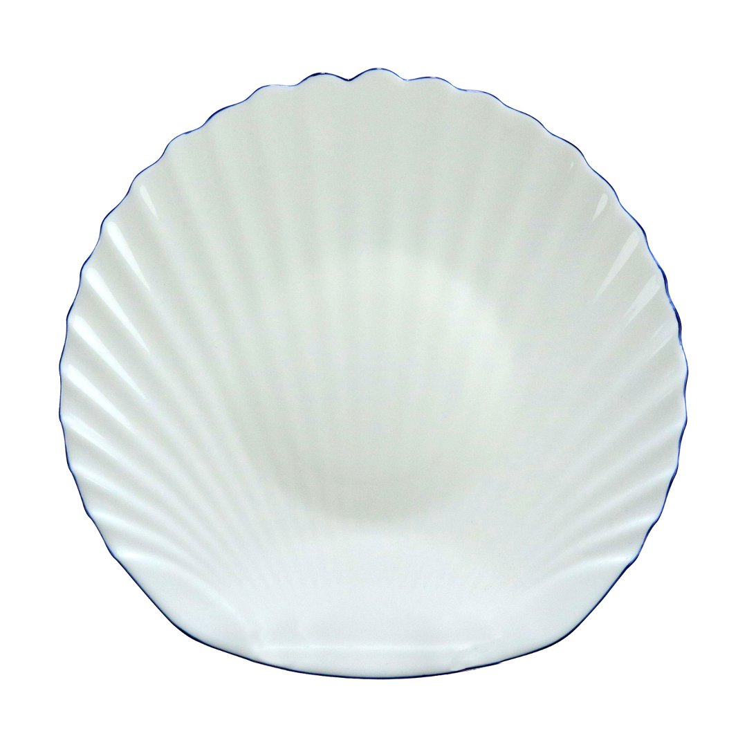 Imagem ilustrativa para Prato raso em vidro opalino com filado azul D26,7cm