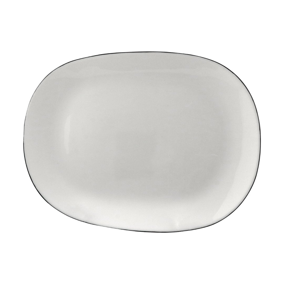 Imagem ilustrativa para Prato retangular em vidro opalino com filado preto P31,4xL31,4cm