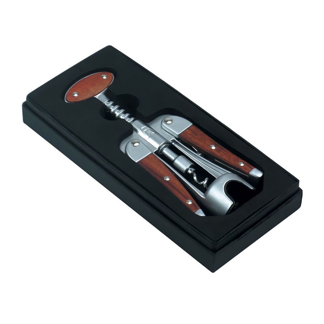 Fotografia para o produto Saca-rolhas em aço inox e mandeira L7xP4xA18cm