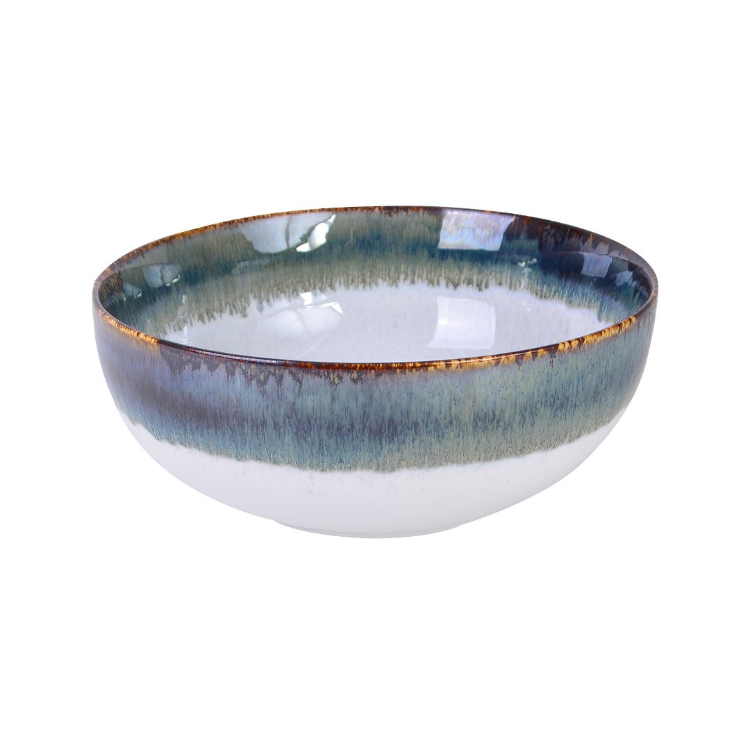 Imagem ilustrativa para Saladeira em faiança 2L 23,6xA9,4cm cor branca e cinza