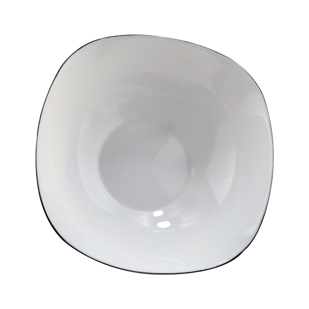 Imagem ilustrativa para Saladeira em vidro opalino com filado preto 2,1L D26,6xA8,5cm