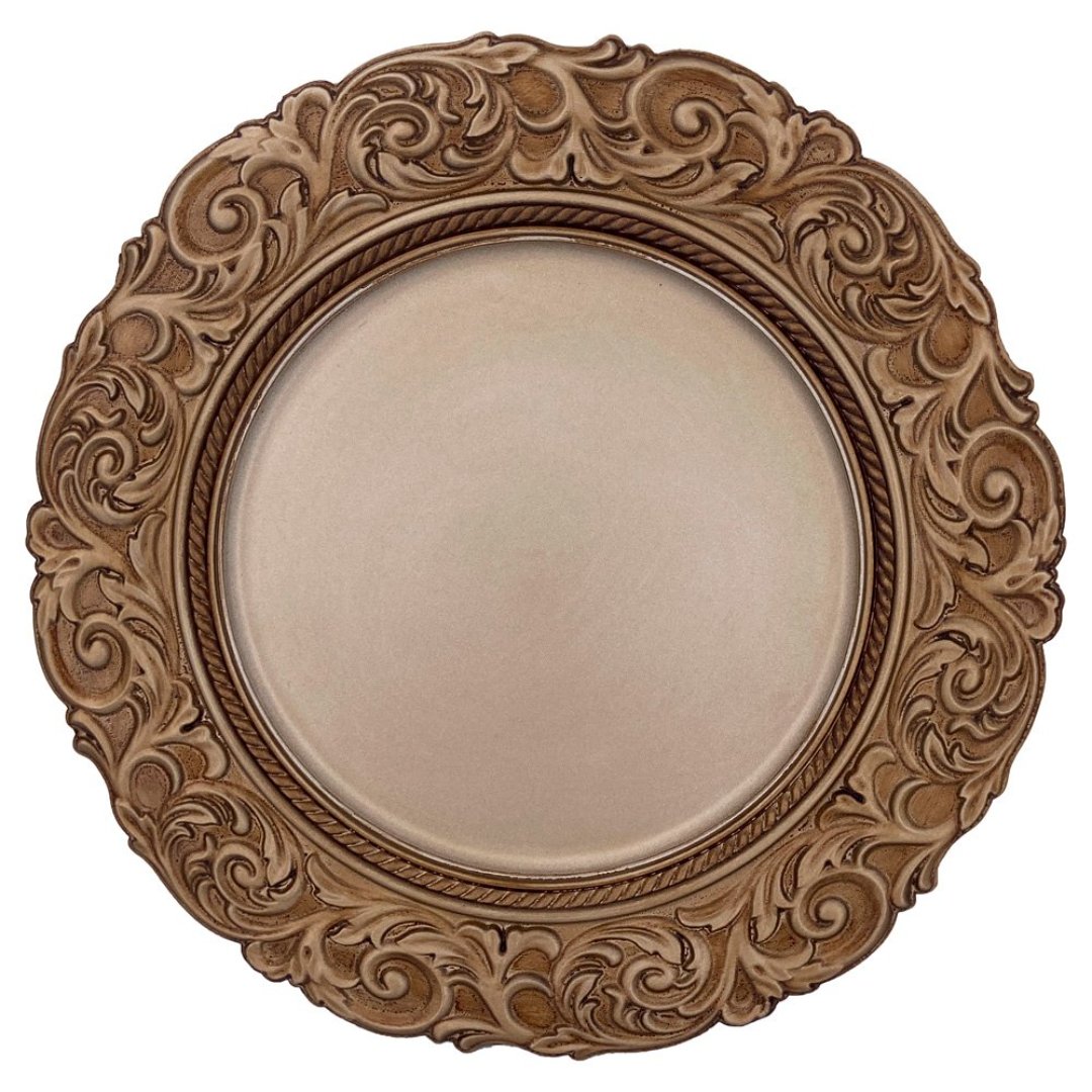 Fotografia para o produto Sousplat Arabesco em plastico D35,5cm cor champagne