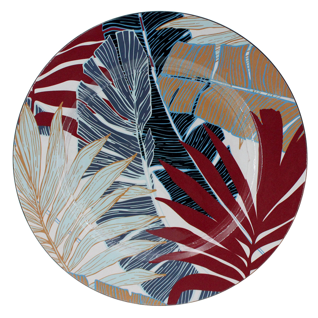 Imagem ilustrativa para Sousplat folha riscada em plástico 33cm