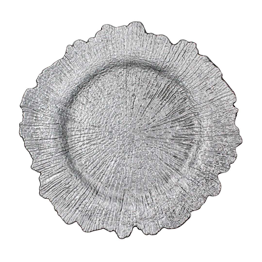 Imagem ilustrativa para Sousplat ramos em plástico 36cm cor prata