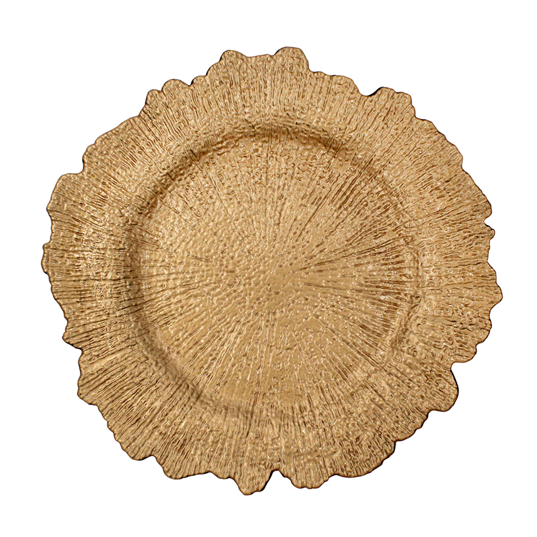 Imagem ilustrativa para Sousplat ramos em plástico 36cm cor dourada