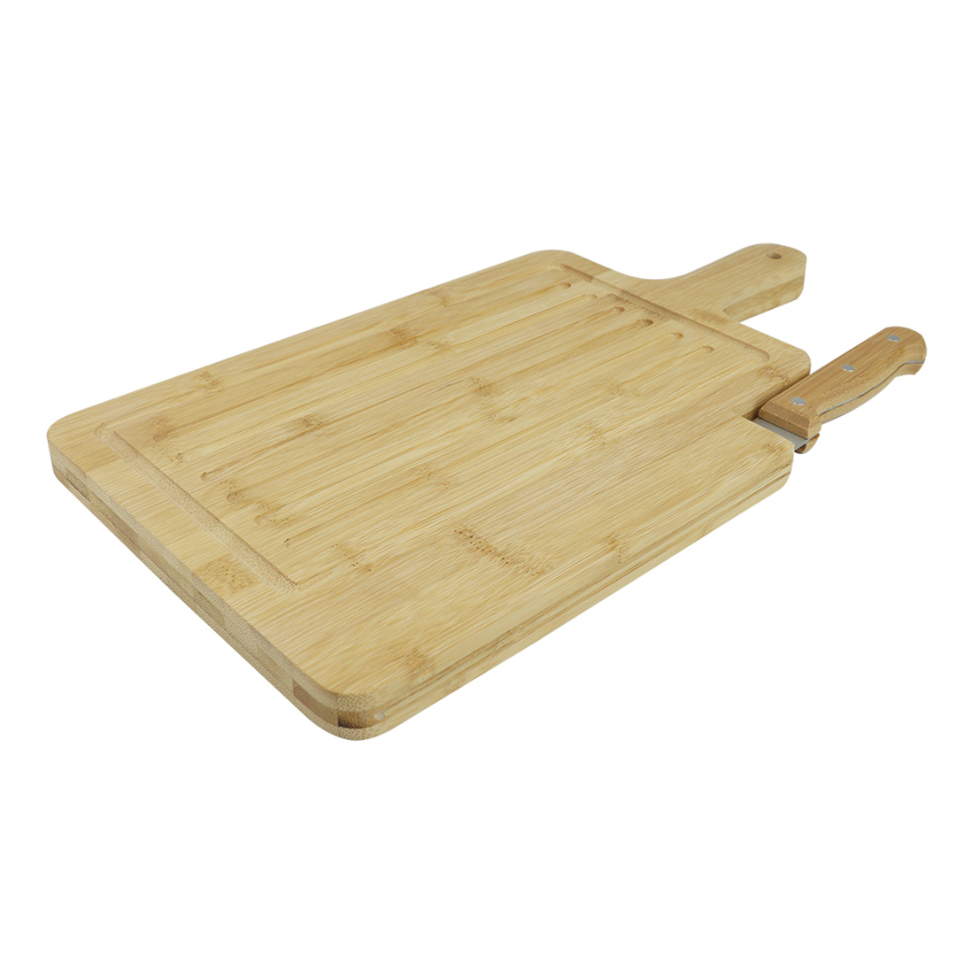 Imagem ilustrativa para Tábua para corte em bambu com faca L40xP21xA2cm
