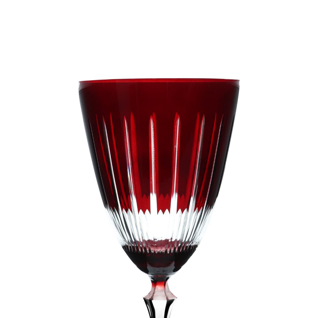 Fotografia para o produto Taça para água lapidada em cristal ecológico 350ml A23cm cor vermelha