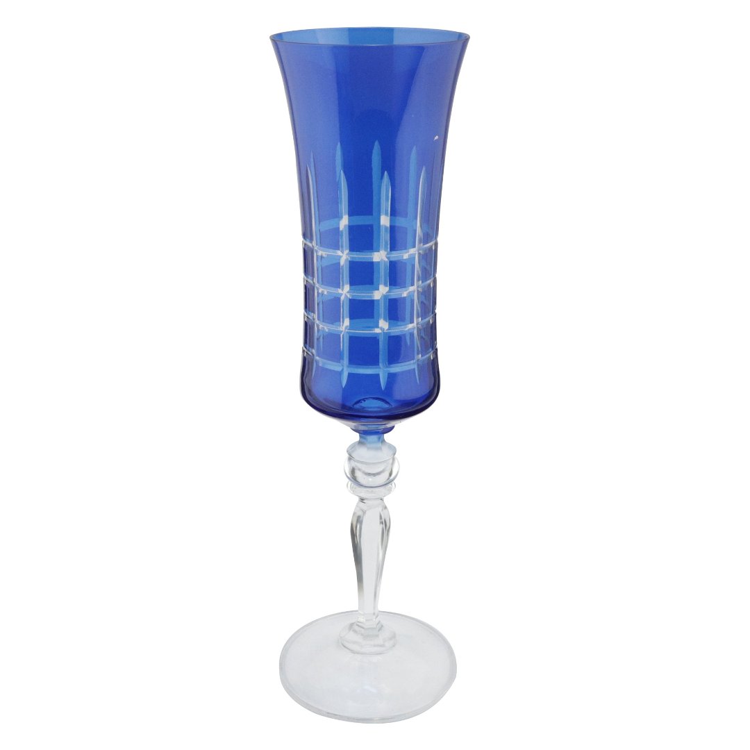 Fotografia para o produto Taça para água lapidada em cristal ecológico 300ml A22cm cor azul