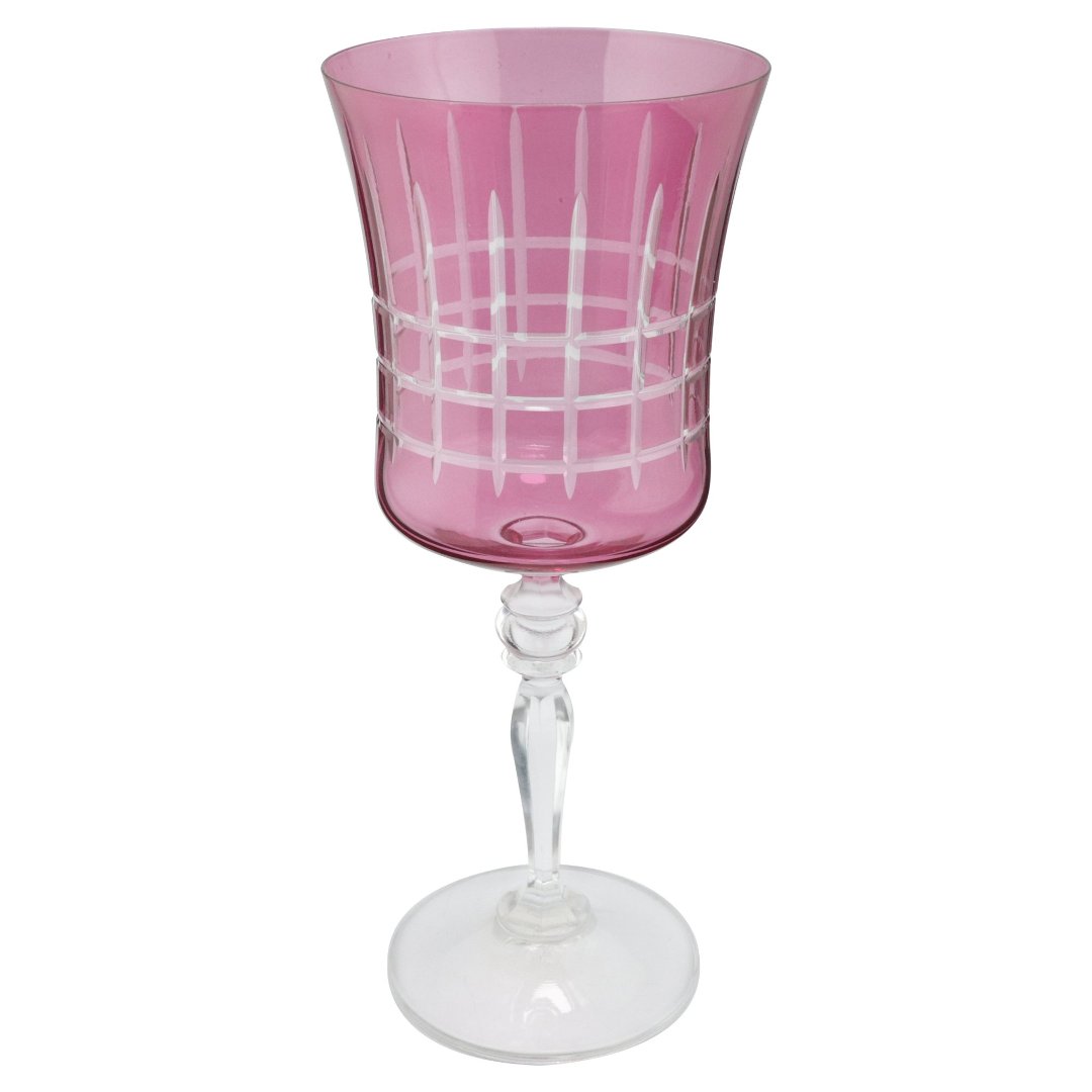 Fotografia para o produto Taça para água lapidada em cristal ecológico 300ml A22cm cor magenta