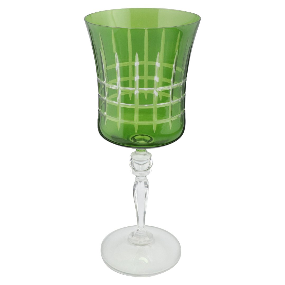 Fotografia para o produto Taça para água lapidada em cristal ecológico 300ml A22cm cor verde