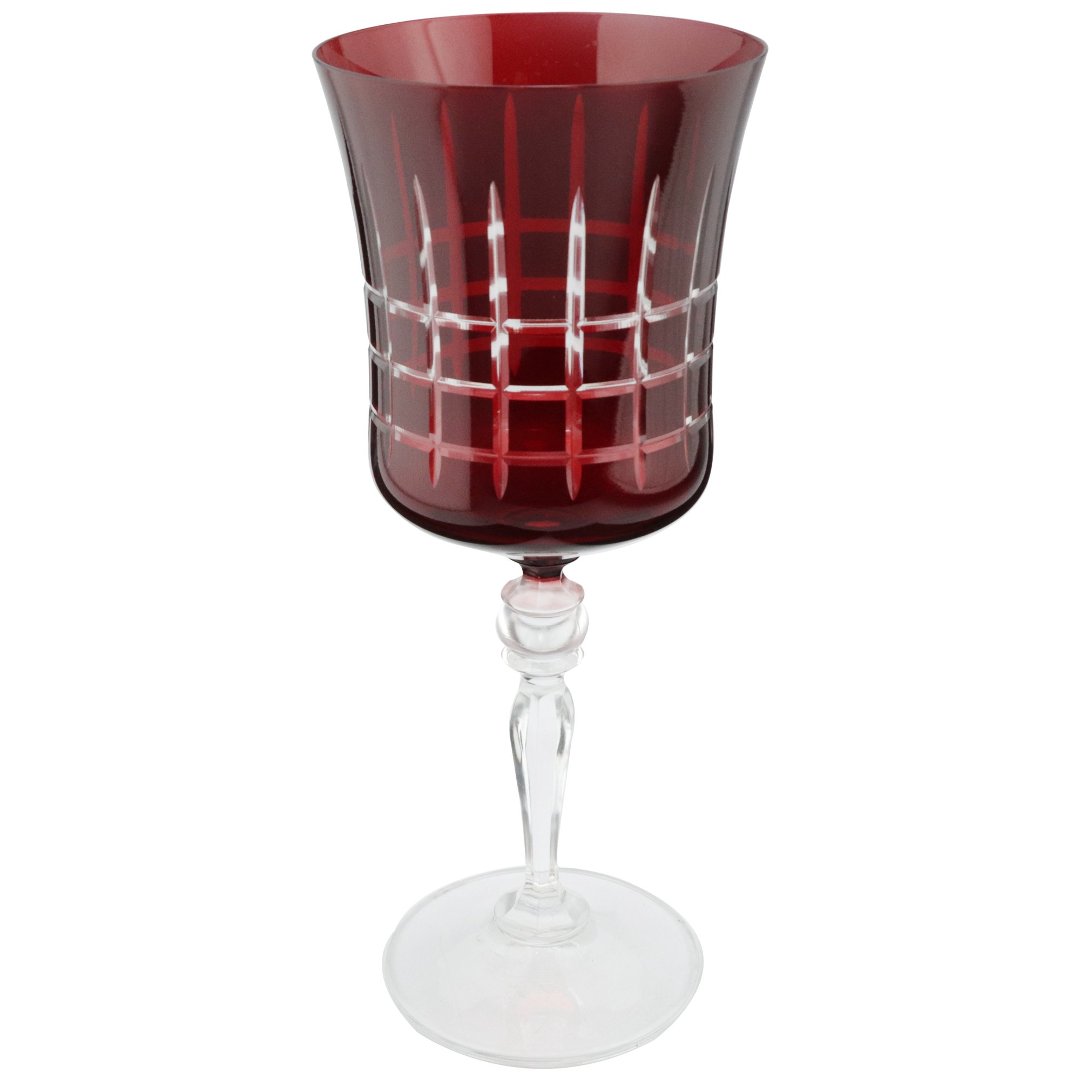 Fotografia para o produto Taça para água lapidada em cristal ecológico 300ml A22cm cor vermelha