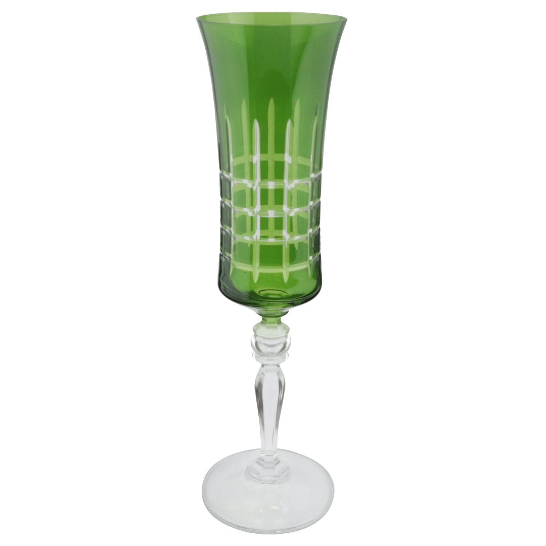 Fotografia para o produto Taça para champanhe lapidada em cristal ecológico 190ml A25cm cor verde