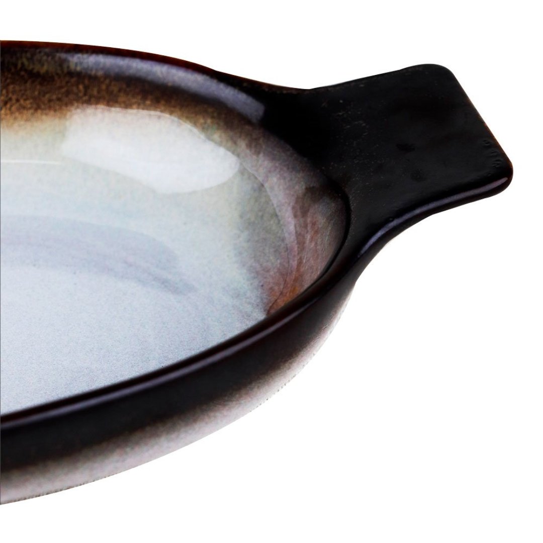 Fotografia para o produto Travessa oval DArgile em ceramica com alca L35xP17,5xA4,5cm cor branca e marrom