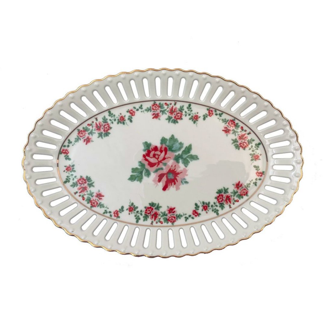 Fotografia para o produto Travessa oval em new bone china L25,5xP17,8xA2,6cm branca com borda dourada