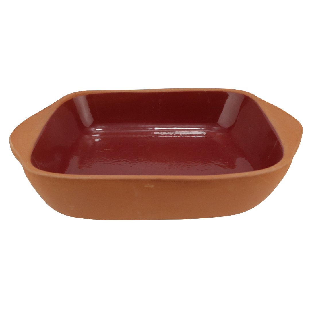 Imagem ilustrativa para Travessa quadrada em cerâmica com alça 1,5L P23xL23xA6,5cm bordô